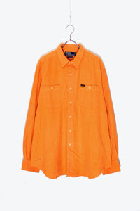 90'S L/S FLANNEL SHIRT / ORANGE［ SIZE: XL USED ]