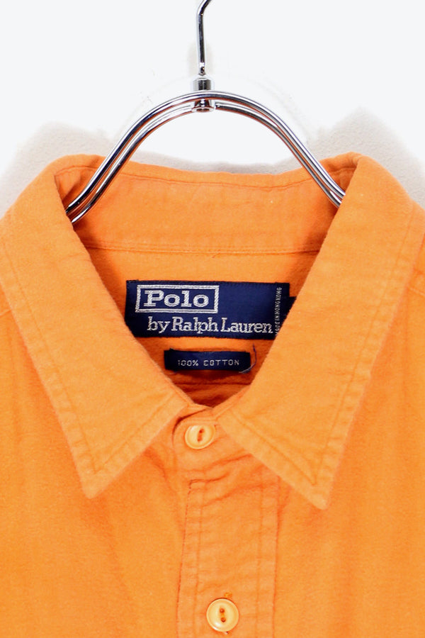 90'S L/S FLANNEL SHIRT / ORANGE [ SIZE: XL USED ]