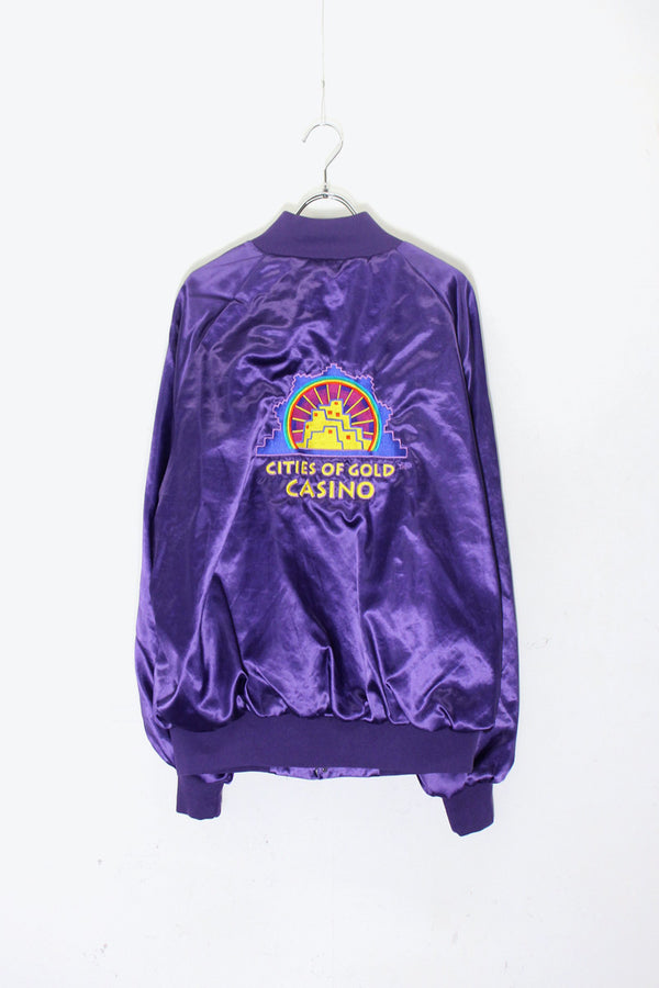 MADE IN USA 90'S NYLON STADIUM JACKET / PURPLE [ SIZE: XL USED ]