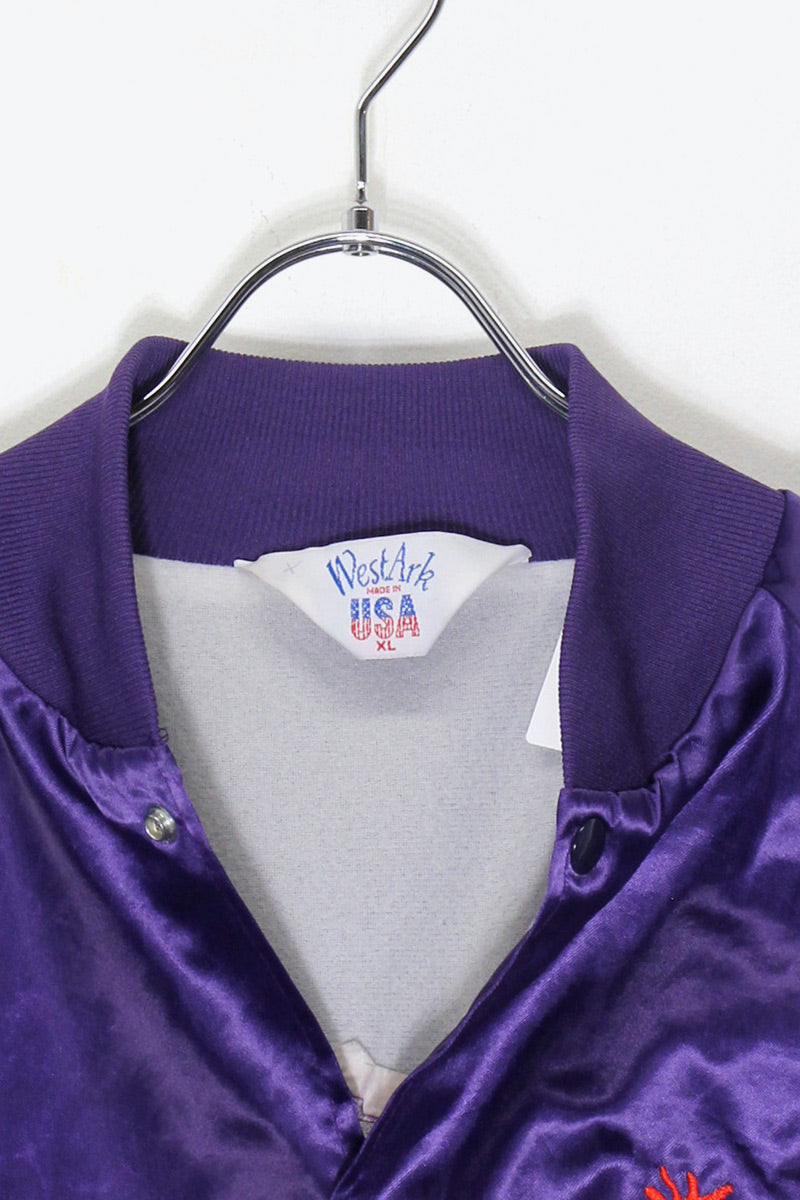 MADE IN USA 90'S NYLON STADIUM JACKET / PURPLE [ SIZE: XL USED ]