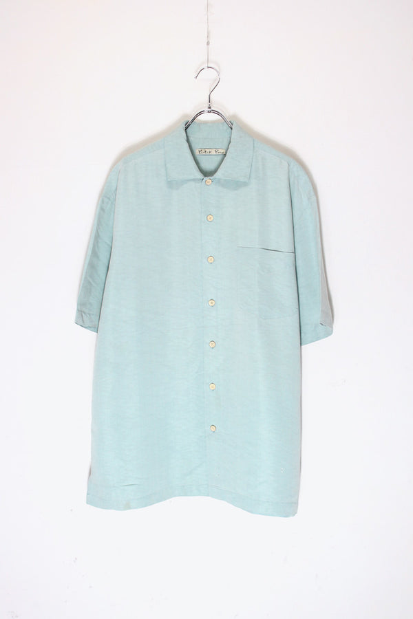 90'S S/S POCKET RAYON SHIRT / EMERALD GREEN [SIZE: M USED]