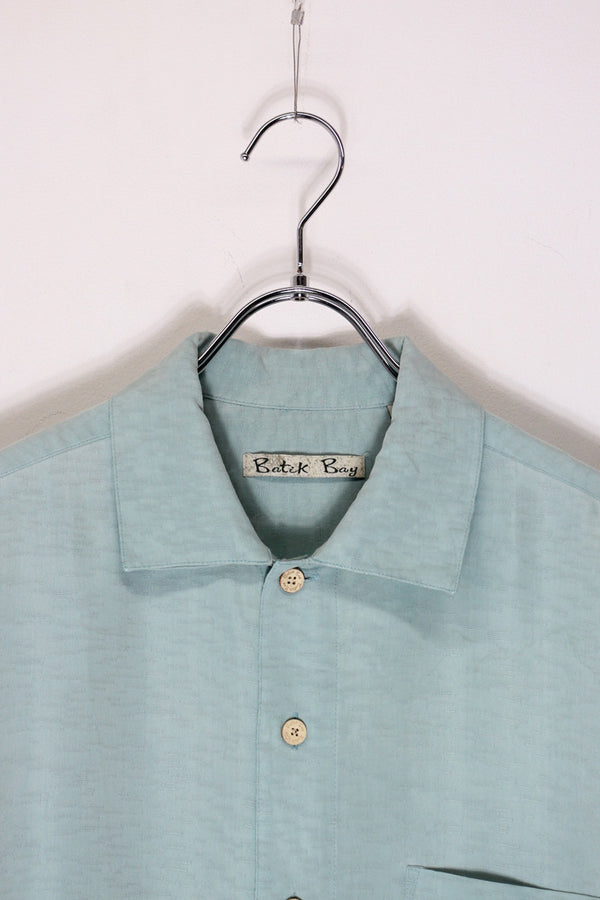 90'S S/S POCKET RAYON SHIRT / EMERALD GREEN [SIZE: M USED]