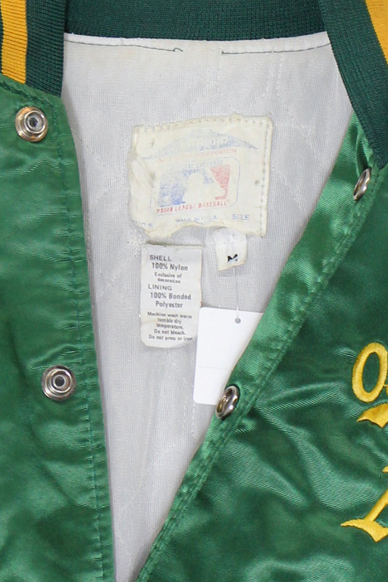 MADE IN USA 90'S OAKLAND ATHLETICS MLB NYLON STADIUM JACKET / GREEN [ SIZE: M USED ]