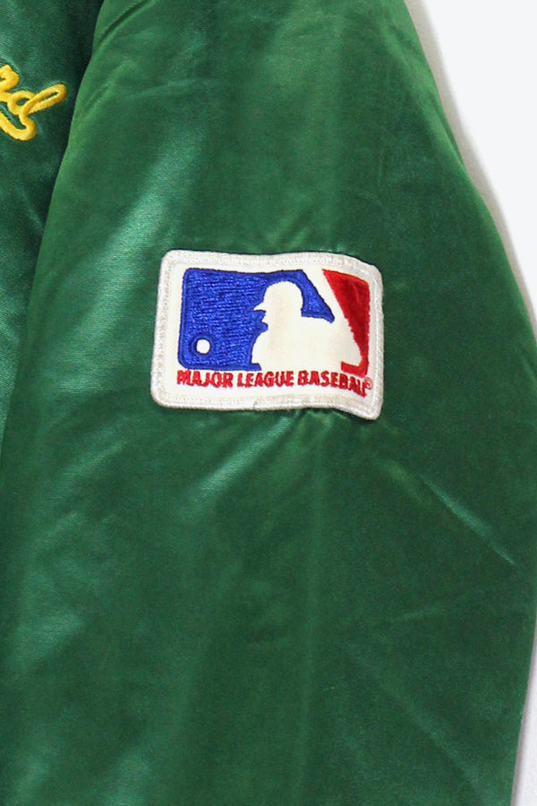 MADE IN USA 90'S OAKLAND ATHLETICS MLB NYLON STADIUM JACKET / GREEN [ SIZE: M USED ]