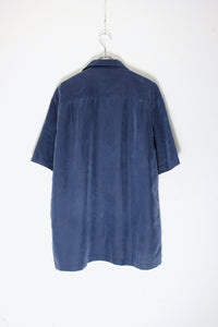 S/S OPEN COLLAR TWO TORN STITCH MODAL SHIRT / NAVY/SKY BLUE [SIZE: L USED]