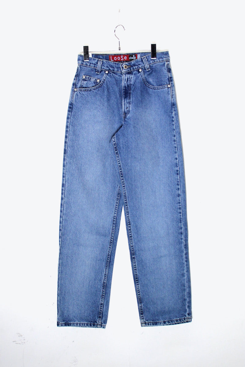 MADE IN USA 96'S SILVER TAB LOOSE DENIM PANTS DEADSTOCK / NOS / INDIGO [SIZE: W27L32 USED]