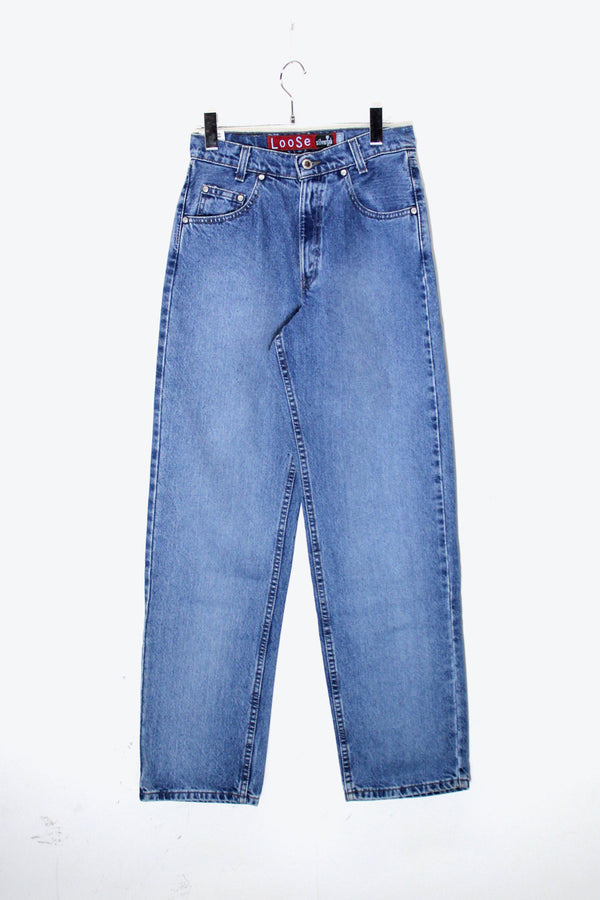MADE IN USA 96'S SILVER TAB LOOSE DENIM PANTS DEADSTOCK / NOS / INDIGO [SIZE: W27L32 USED]