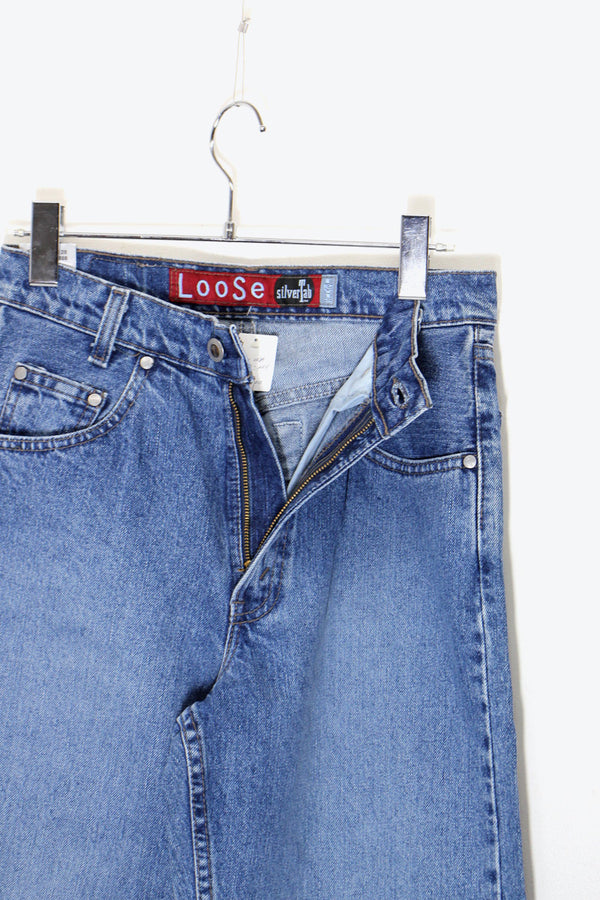 MADE IN USA 96'S SILVER TAB LOOSE DENIM PANTS DEADSTOCK / NOS / INDIGO [SIZE: W27L32 USED]