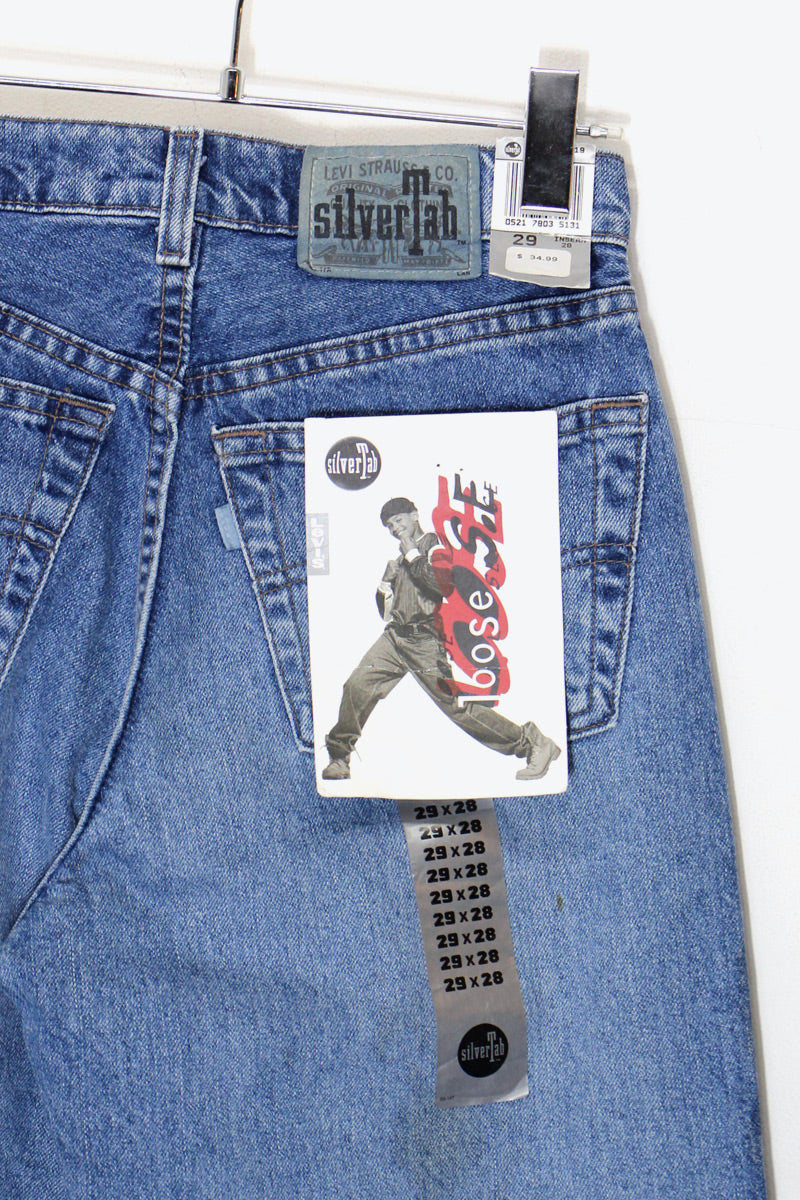 MADE IN USA 96'S SILVER TAB LOOSE DENIM PANTS DEADSTOCK / NOS / INDIGO [SIZE: W27L32 USED]