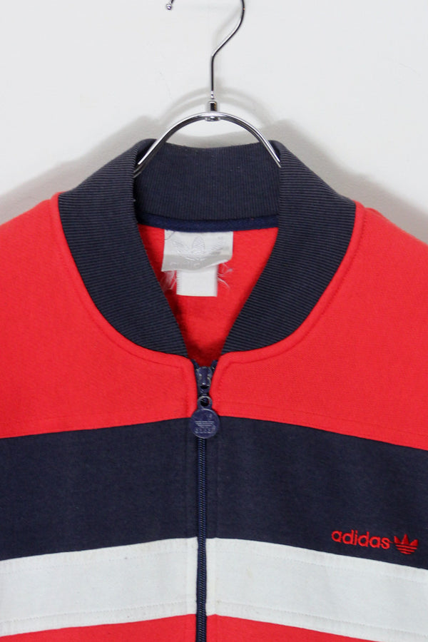 90'S SWEAT ZIP TRACK JACKET / NAVY/RED/WHITE [SIZE: XL相当 USED]