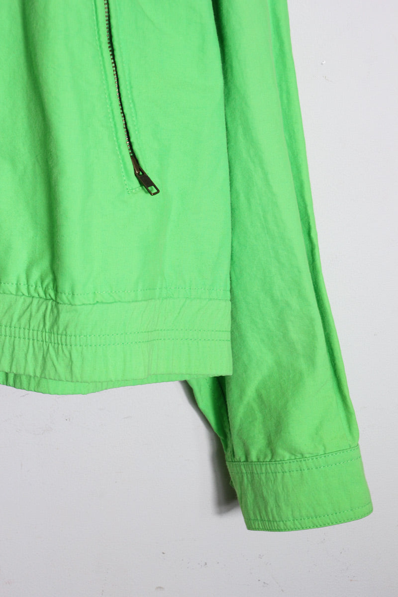 90'S BACK LOGO COTTON NYLON ZIP JACKET / NEON GREEN [SIZE: M USED]