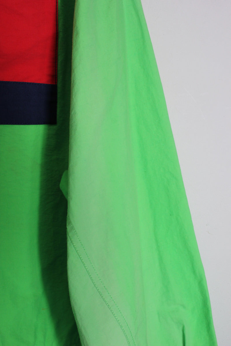 90'S BACK LOGO COTTON NYLON ZIP JACKET / NEON GREEN [SIZE: M USED]