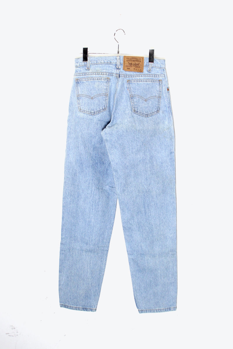MADE IN USA 92'S ORANGE TAB 550 DENIM PANTS / LIGHT BLUE [SIZE: W29L30 USED]