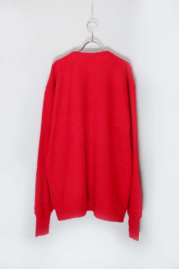 MADE IN USA 90'S ONE POINT ACRYLIC KNIT CARDIGAN / RED [SIZE: XL USED]