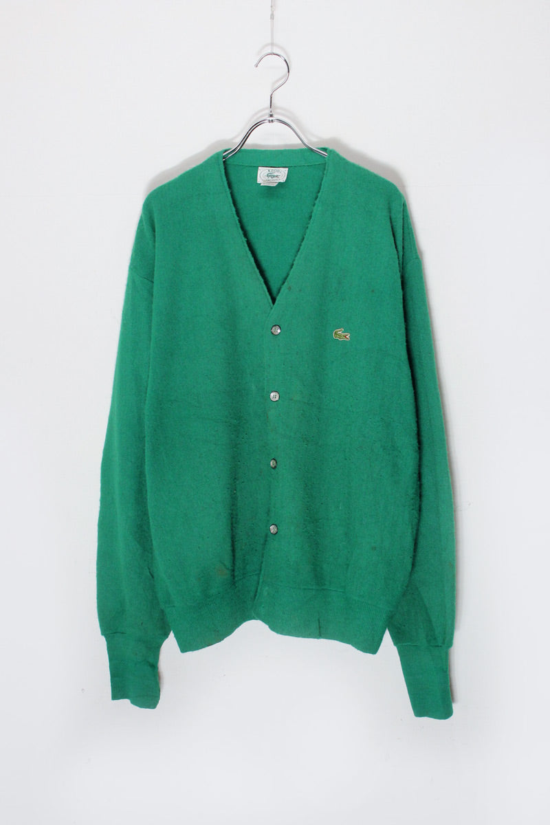 MADE IN USA 90'S ONE POINT ACRYLIC KNIT CARDIGAN / GREEN [SIZE: L USED]