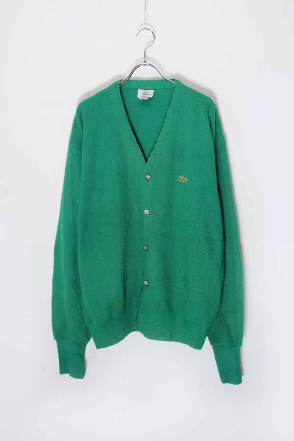 MADE IN USA 90'S ONE POINT ACRYLIC KNIT CARDIGAN / GREEN [SIZE: L USED]