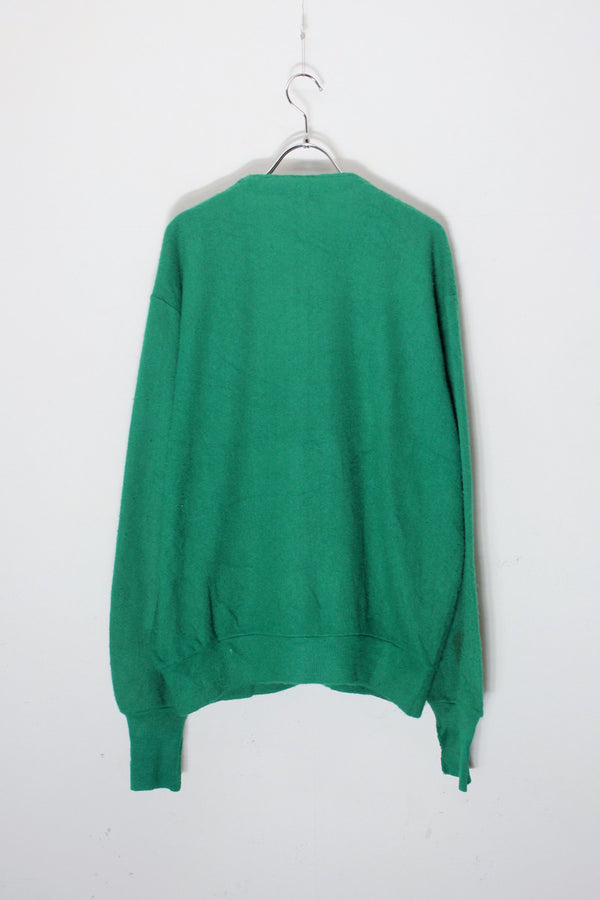 MADE IN USA 90'S ONE POINT ACRYLIC KNIT CARDIGAN / GREEN [SIZE: L USED]