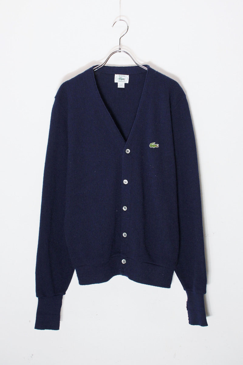 MADE IN USA 90'S ONE POINT ACRYLIC KNIT CARDIGAN / NAVY [SIZE: S USED]