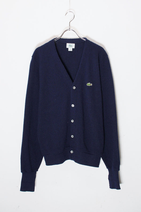 MADE IN USA 90'S ONE POINT ACRYLIC KNIT CARDIGAN / NAVY [SIZE: S USED]