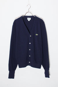 MADE IN USA 90'S ONE POINT ACRYLIC KNIT CARDIGAN / NAVY [SIZE: S USED]