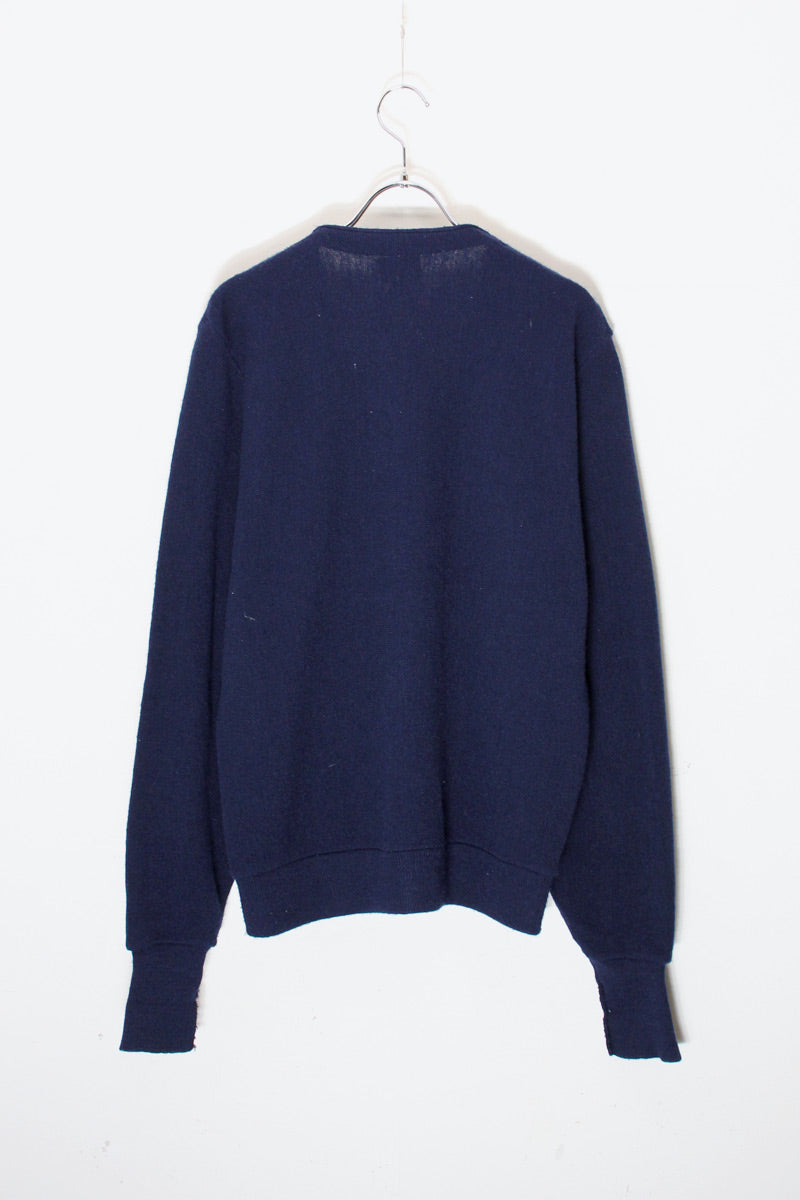 MADE IN USA 90'S ONE POINT ACRYLIC KNIT CARDIGAN / NAVY [SIZE: S USED]
