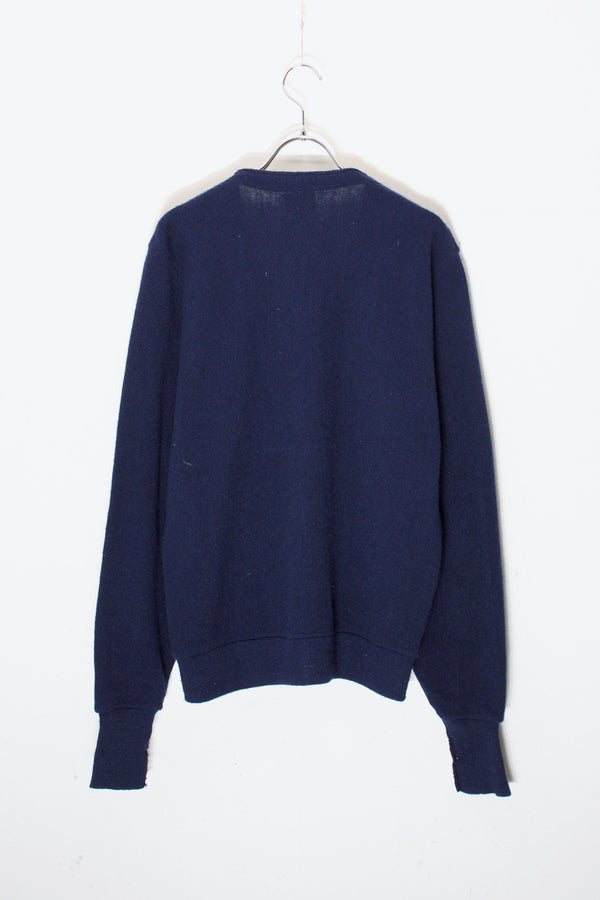 MADE IN USA 90'S ONE POINT ACRYLIC KNIT CARDIGAN / NAVY [SIZE: S USED]