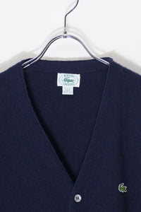 MADE IN USA 90'S ONE POINT ACRYLIC KNIT CARDIGAN / NAVY [SIZE: S USED]