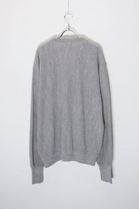 MADE IN USA 90'S ONE POINT ACRYLIC MELANGE KNIT CARDIGAN / GREY [SIZE: XL USED]