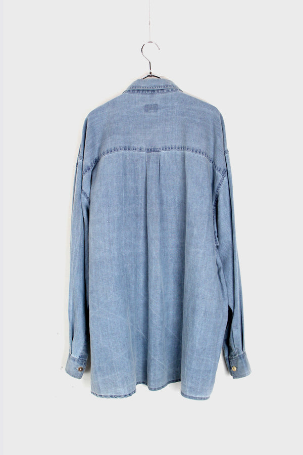 L/S INDIGO LINEN TYROLEAN SHIRT / INDIGO [SIZE: XL USED]