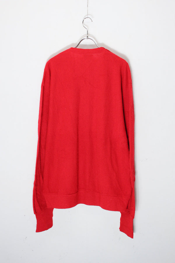 MADE IN USA 90'S ONE POINT ACRYLIC KNIT CARDIGAN / RED [SIZE: XL USED]