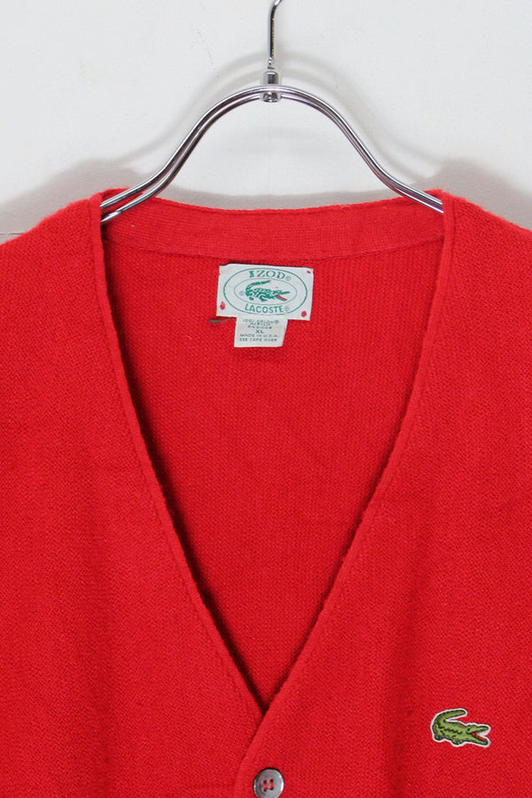 MADE IN USA 90'S ONE POINT ACRYLIC KNIT CARDIGAN / RED [SIZE: XL USED]
