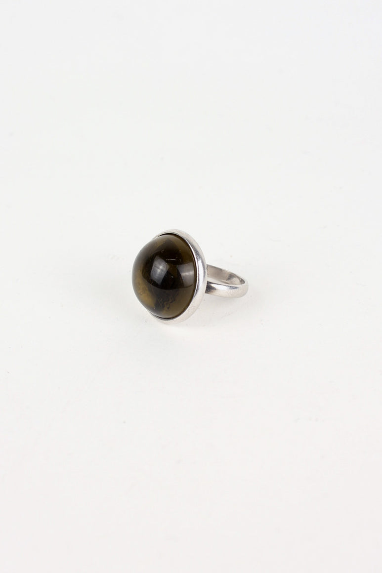 925 VINTAGE SILVER RING W/GLASS STONE [SIZE: 17号相当 USED]