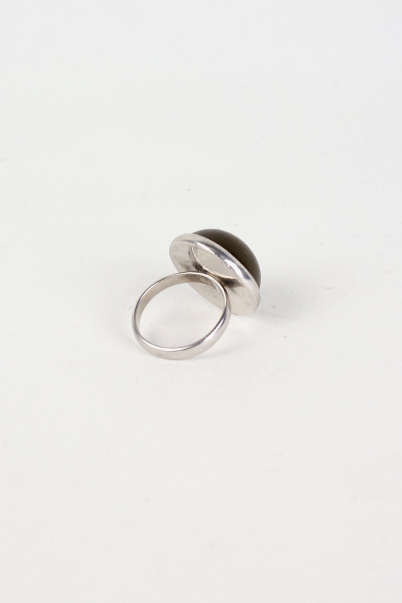 925 VINTAGE SILVER RING W/GLASS STONE [SIZE: 17号相当 USED]