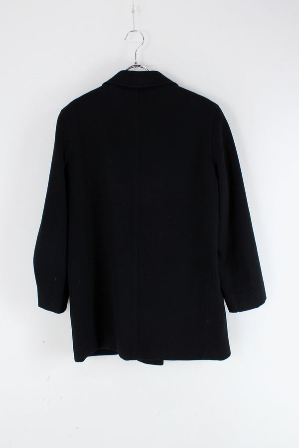 MADE IN GREAT BRITAIN 80'S WOOL TAILORED DOUBLE JACKET / BLACK [SIZE: M Equivalent USED]