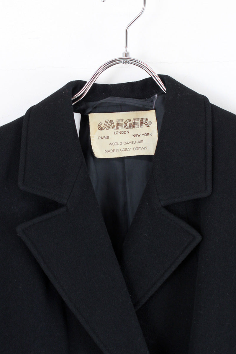 MADE IN GREAT BRITAIN 80'S WOOL TAILORED DOUBLE JACKET / BLACK [사이즈: M 상당 USED]