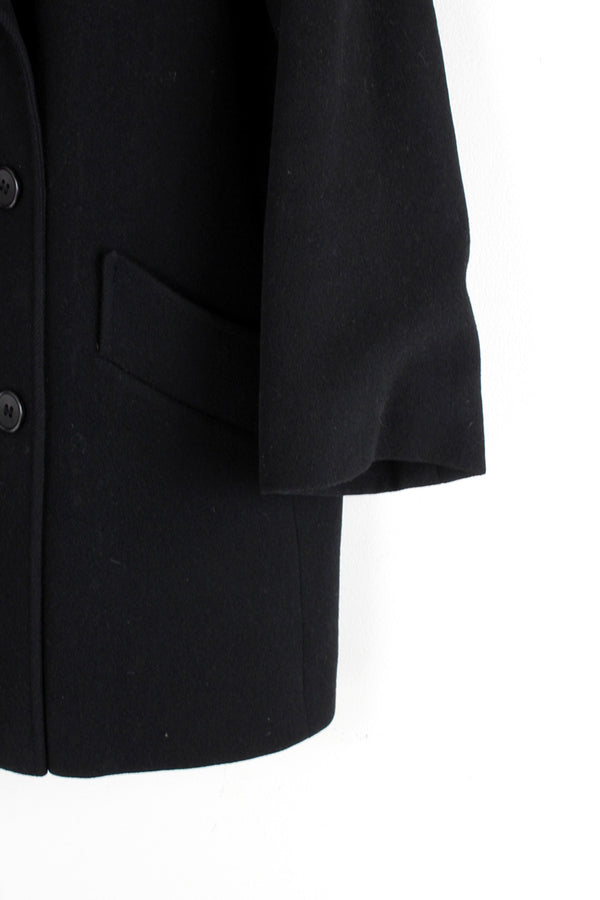 MADE IN GREAT BRITAIN 80'S WOOL TAILORED DOUBLE JACKET / BLACK [SIZE: M Equivalent USED]