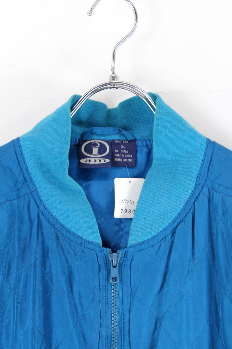 90'S SILK ZIP JACKET / SAX BLUE [SIZE: XL USED]