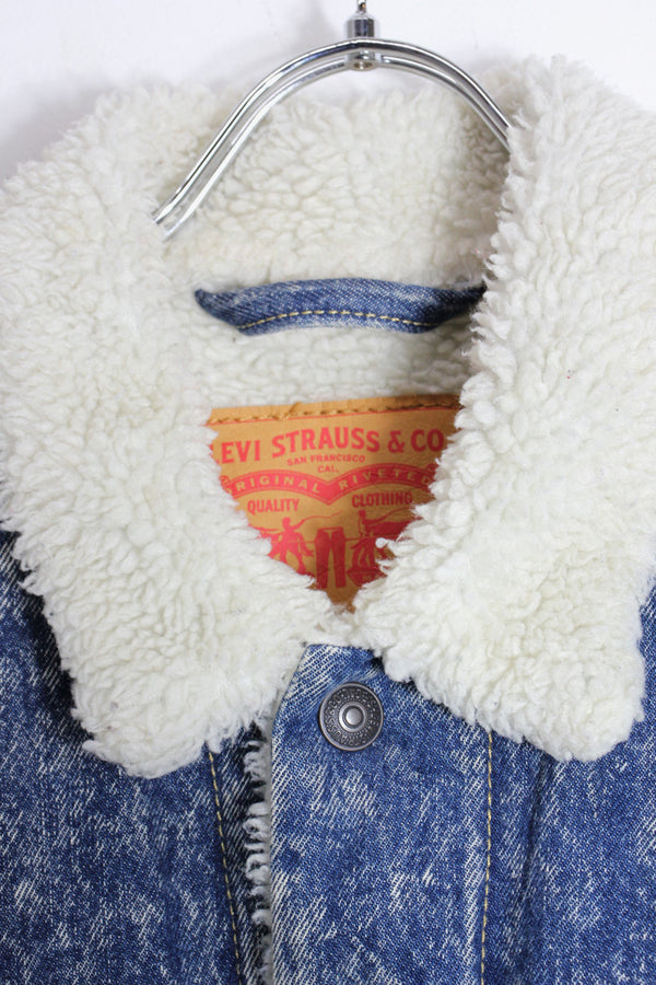 3RD DENIM JACKET W/BOA LINER / CHEMICAL WASH [SIZE: M USED]