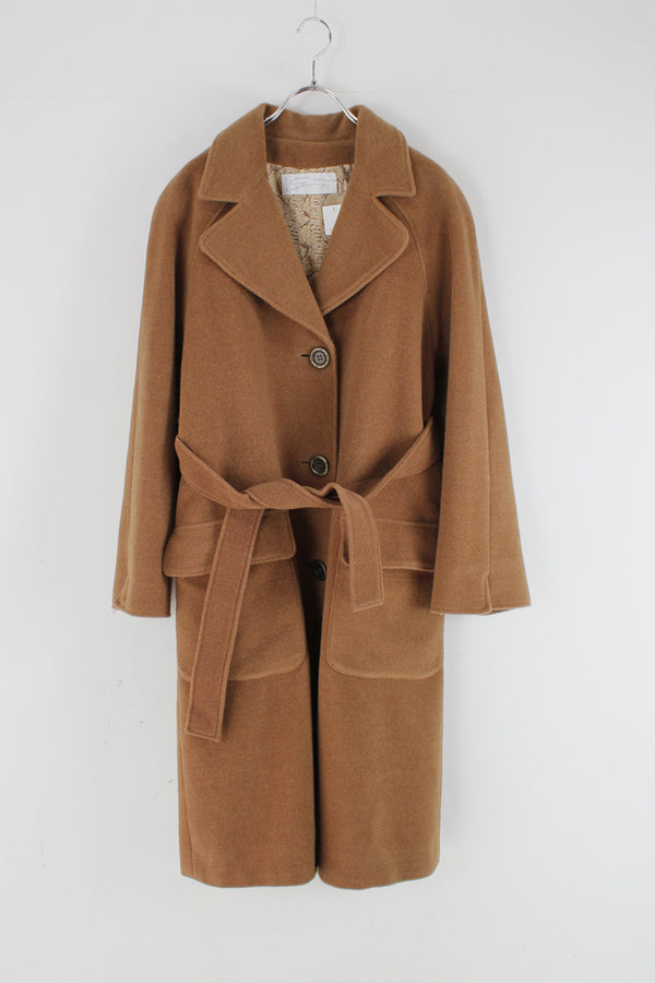 MADE IN ITALY 90'S WOOL TRENCH COAT / CAMEL [사이즈: L 상당 USED]