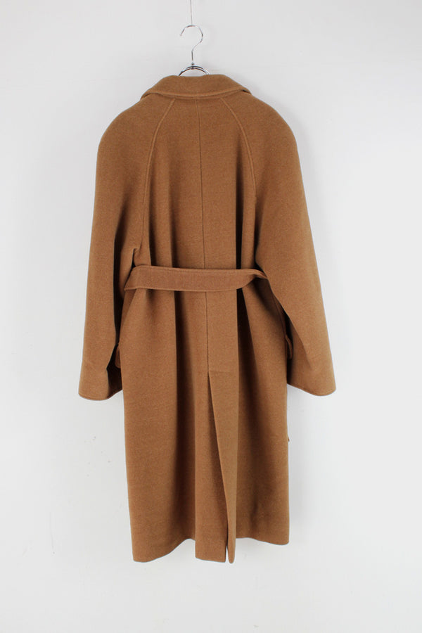 MADE IN ITALY 90'S WOOL TRENCH COAT / CAMEL [SIZE: L equivalent USED]