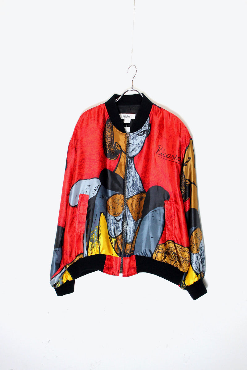 90'S PICASSO DESIGN ZIP JACKET / MULTI［ SIZE: L相当 USED ]