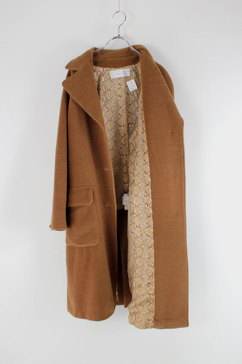 MADE IN ITALY 90'S WOOL TRENCH COAT / CAMEL [SIZE: L equivalent USED]