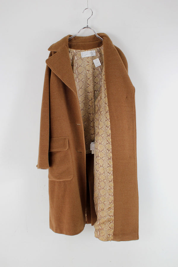 MADE IN ITALY 90'S WOOL TRENCH COAT / CAMEL [SIZE: L equivalent USED]