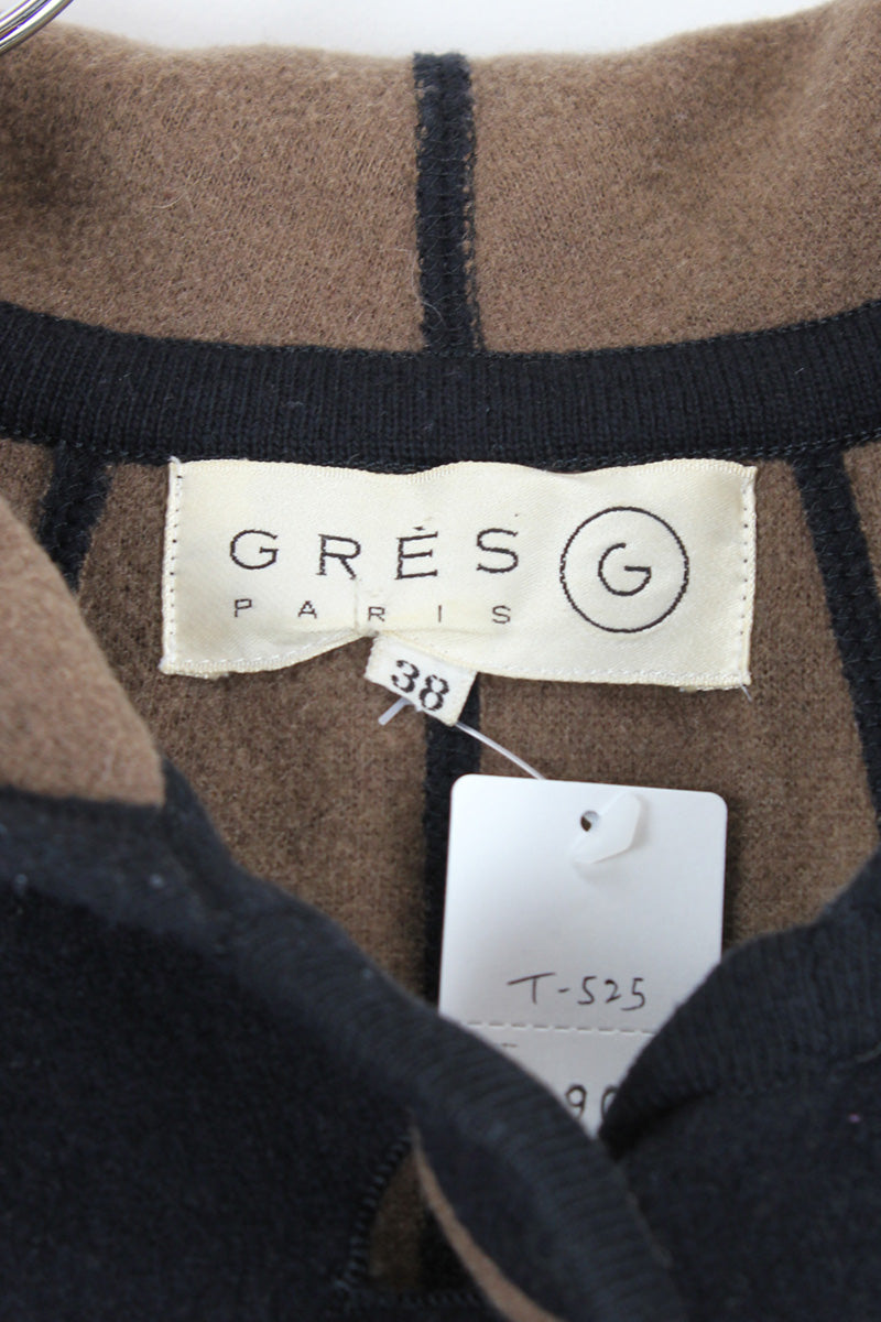 90'S WOOL PONCHO COAT / BLACK/CAMEL [SIZE: Equivalent to M USED]
