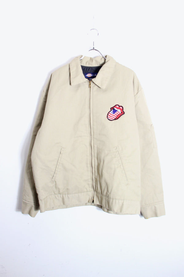 ROLLING STONES BACK EMBROIDERY WORK JACKET W/QUILTING LINER / BEIGE [SIZE: L USED]