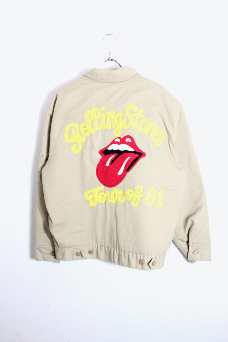 ROLLING STONES BACK EMBROIDERY WORK JACKET W/QUILTING LINER / BEIGE [SIZE: L USED]