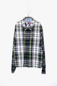 90'S CHECK COTTON ZIP JACKET / GREEN［ SIZE: XL USED ]