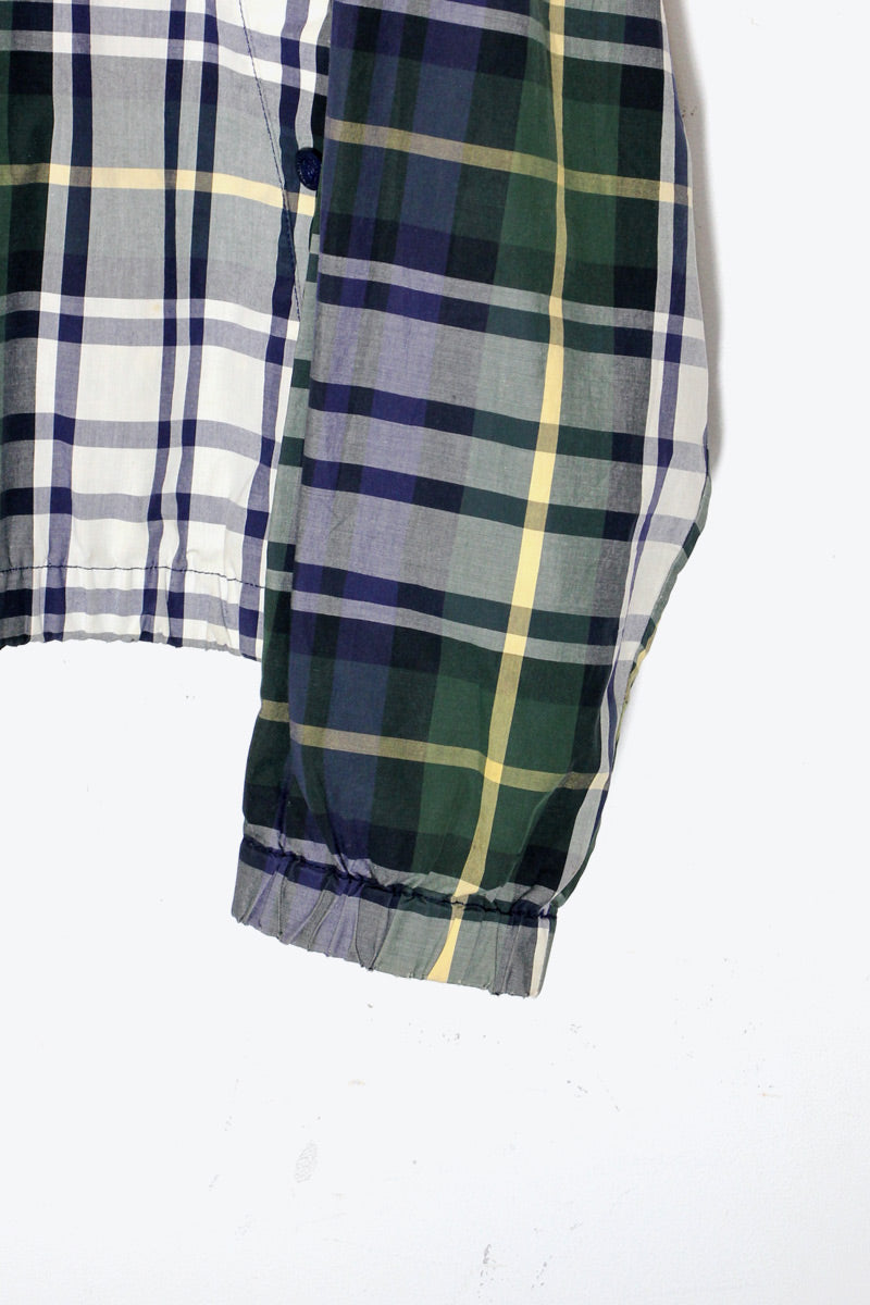 90'S CHECK COTTON ZIP JACKET / GREEN [ SIZE: XL USED ]