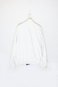 90'S STAND COLLAR REVERSIBLE ZIP JACKET / WHITE / CHECK［ SIZE: M USED ]
