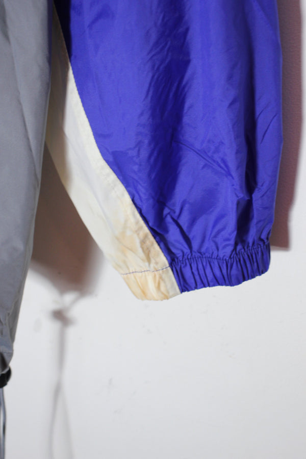 90'S PULLOVER NYLON JACKET / BLUE/WHITE/GRAY [SIZE: XL USED]